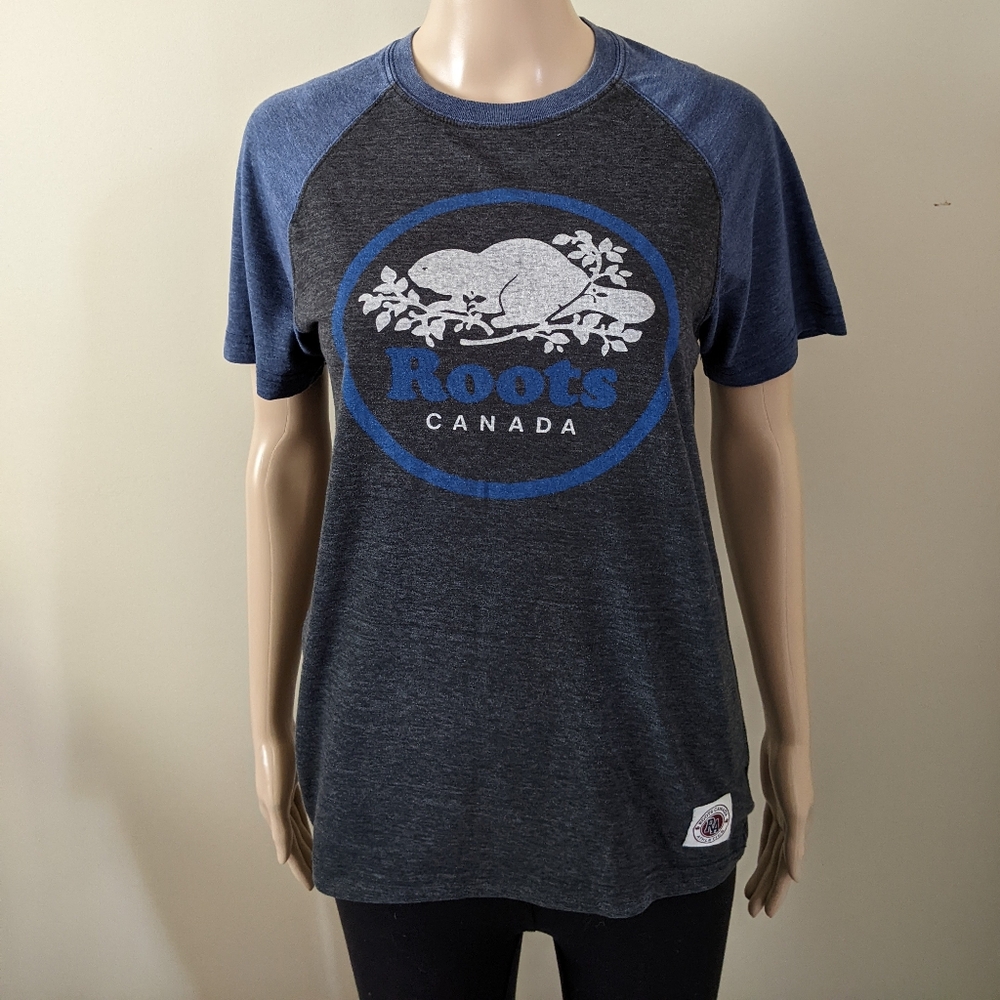 Roots Beaver raglan tshirt, men's small